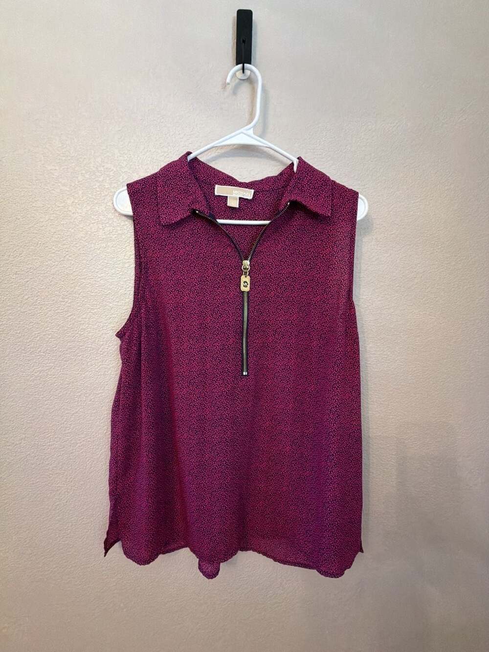 Michael Kors Sleeveless Zip-Front Blouse Size L